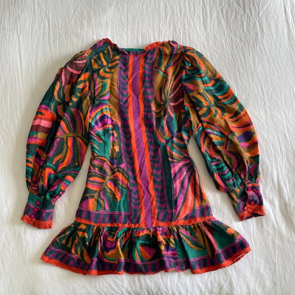 Farm Rio Colorful Foliage Mini Dress (sz L) - Picture 7 of 12